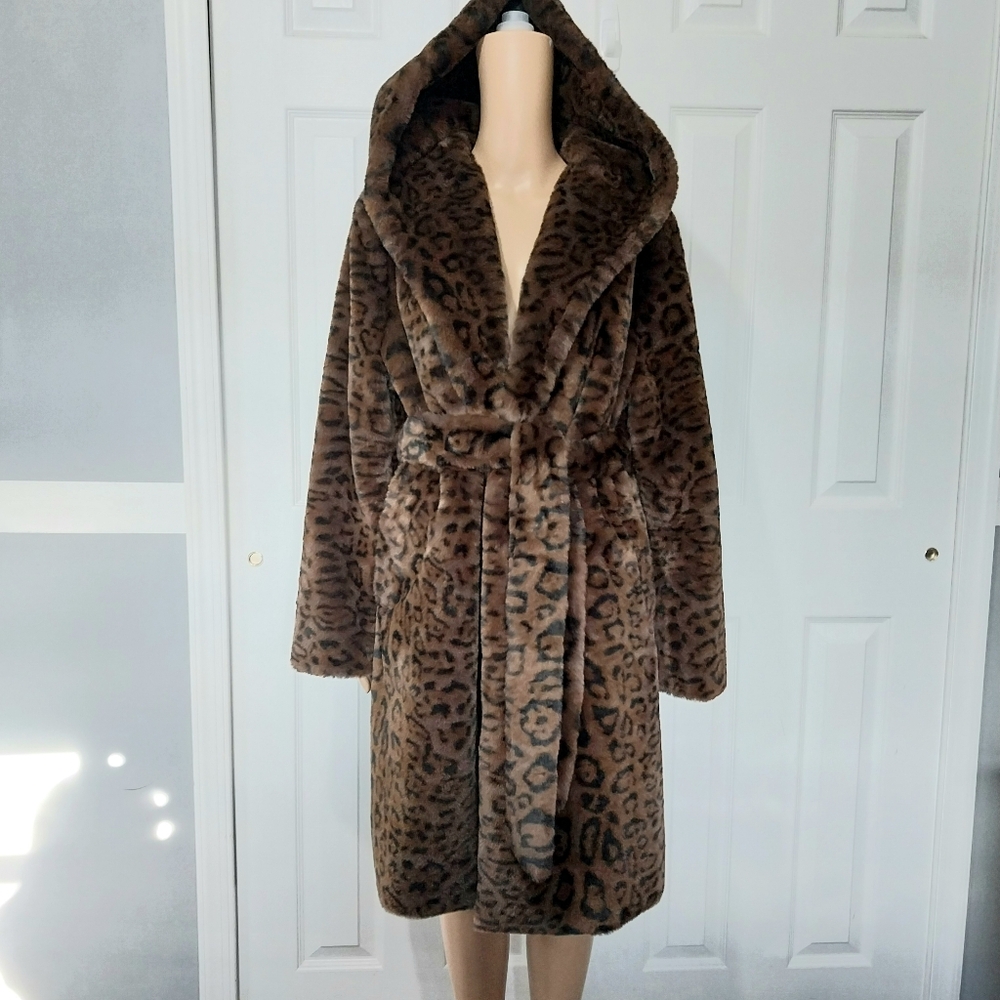Rebecca Minkoff Leopard Teddy Bear Coat, NWT, Size L